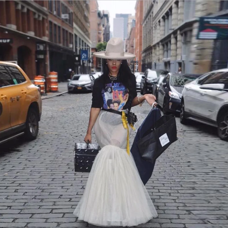 

2020 New Fashion Mermaid Skirts High Waist Sexy Trumpet Long Tulle Skirt Zipper Style Bridal Skirt Custom Made