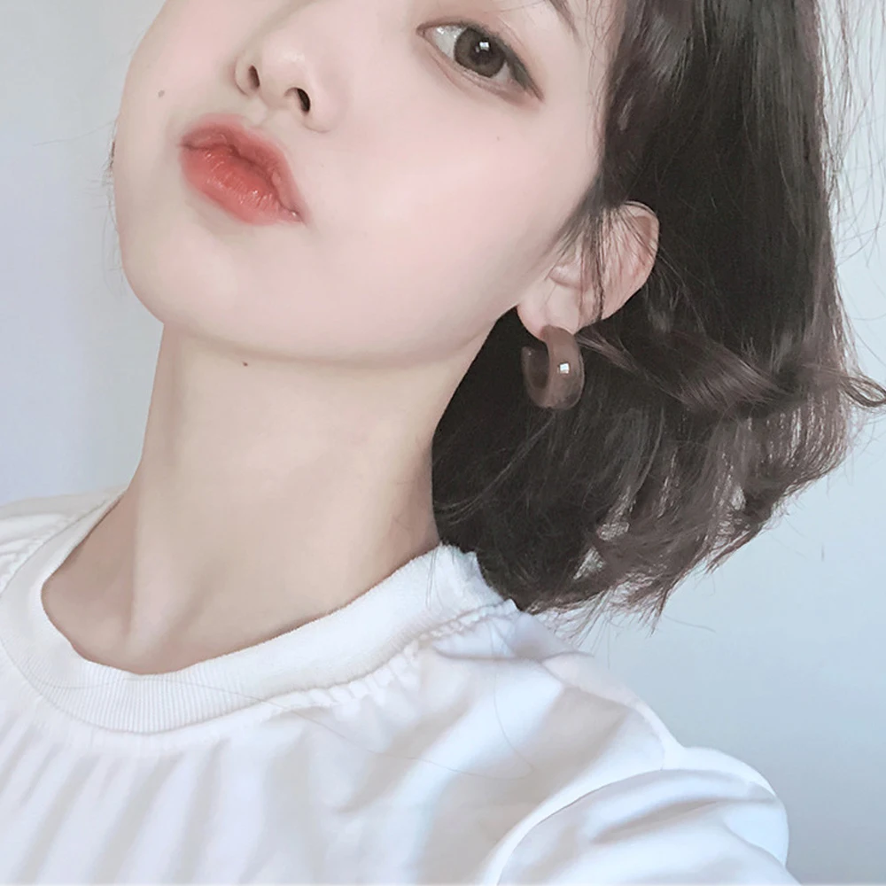 

Korean Retro Color Transparent Resin Cute Flower Heart Hoop Earrings For woman Aesthetic Trendy Wedding Jewelry Chrismas Gift