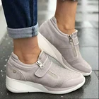 Женские повседневные кроссовки из флока, дышащие кроссовки на платформе и высоком каблуке для отдыха, новинка 2020