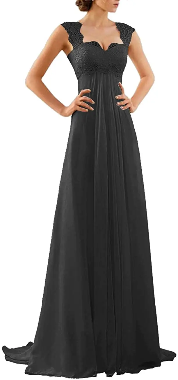 Empire Bridal Dresses Lace Bridal Gown Sweetheart Long Chiffon Plus Size Dress  Black Dress