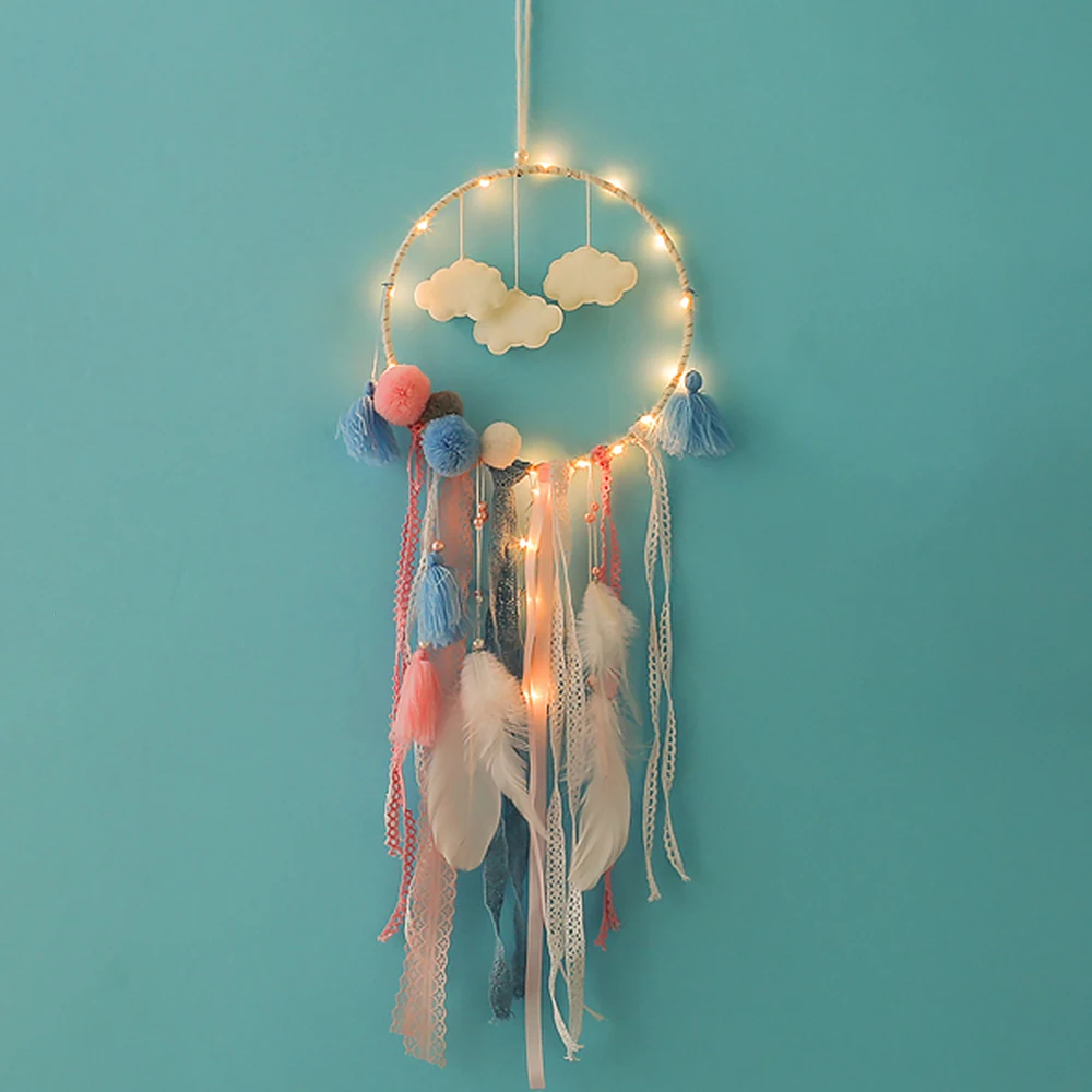 

Hand-woven Wall Hanging Clouds Dream Catchers with tassels for Home Apartment Dorm Room Door Decoration