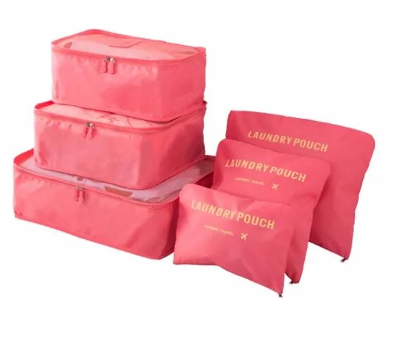 watermelon red SENMEIXI нейлоновый куб для упаковки, дорожная сумка, Прочная Система, 6 шт., набор, большая емкость сумок, унисекс, одежда для сортировки, вещевой мешок - Цвет: watermelon red