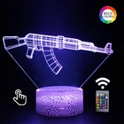 3D лампа AK47 ночные светильники M4A1 игровые подпорки Иллюзия настольная лампа сенсорный выключатель Спальня атмосфера день рождения детей подарки на Рождество