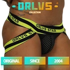 Мужские стринги с двойным D-образным вырезом ORLVS, черные трусы танга, джоки, бандаж для геев, сексуальное нижнее белье для мужчин, гей-трусы