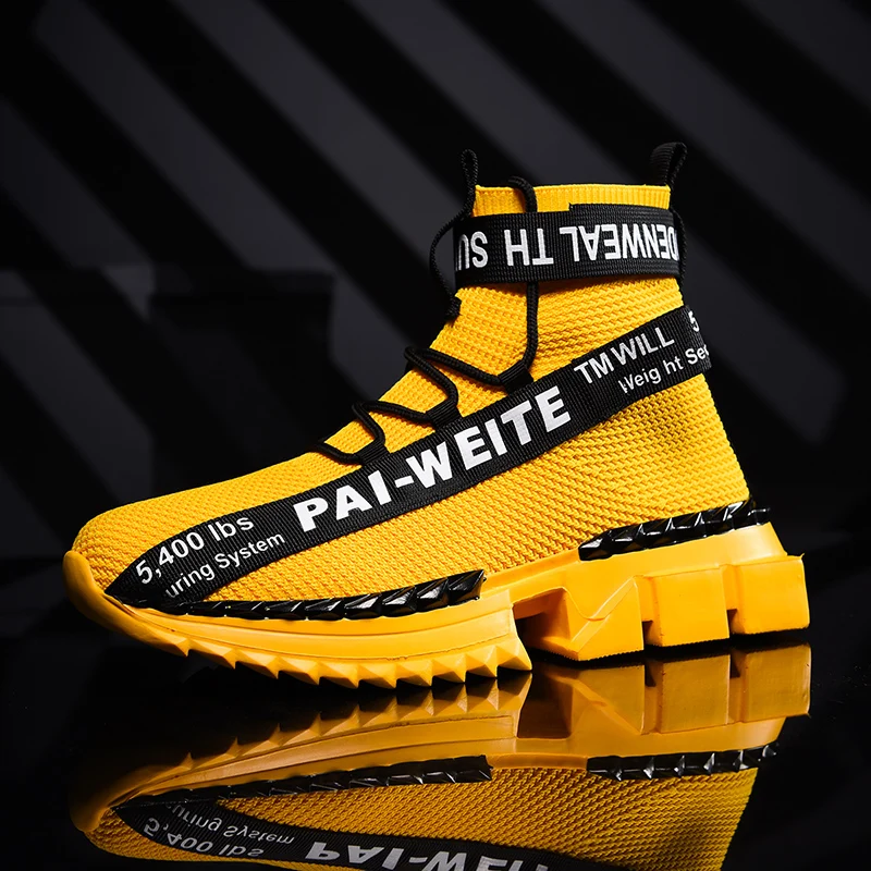 

New High Top Socks Sport Shoes Designer Men Sneakers Breathable Running Shoes for Men Cushioning Thick Bottom Athletic shoes