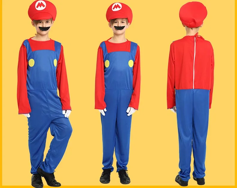 Взрослый Хэллоуин Супер Марио Детский костюм косплей семья Funy Luigi Bros сантехник Пурим костюм нарядное платье Рождественские Вечерние