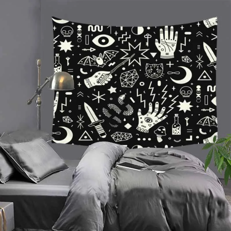 Креативный гобелен с изображением влюбленных пар черепа хиппи мандала настенное
