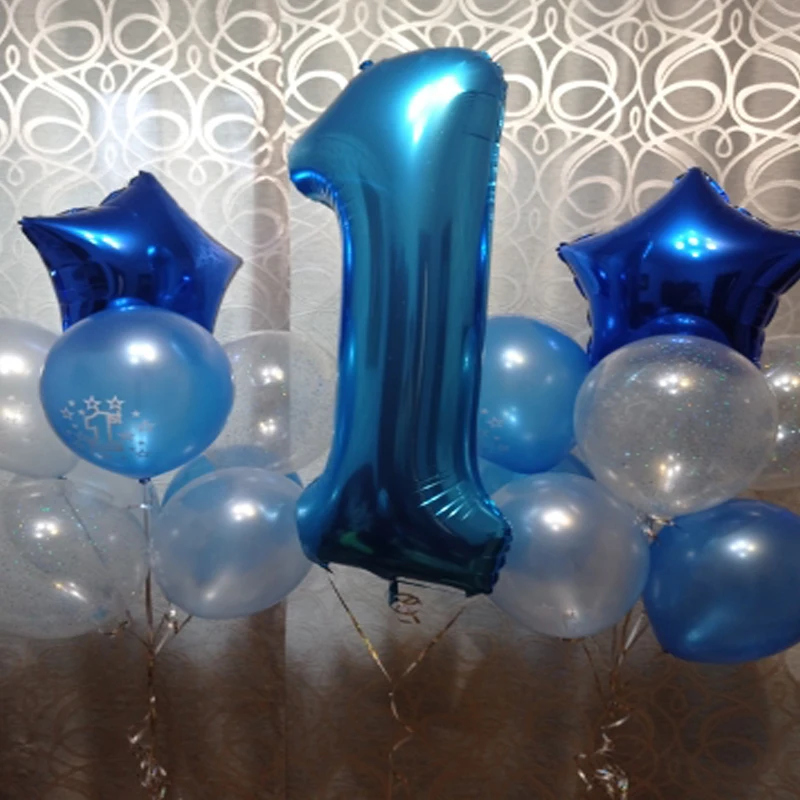 

18pcs 1 year old Baby First Birthday Balloon Confetti Set Number 1 Ballon First Baby Boy Girl Party Decorations My 1 Year decor