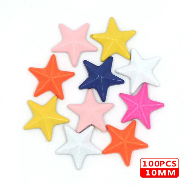 10MM Star Mix 100 шт Горячая фиксация шпильки медь звезда квадратный череп стразы железные заклепки для одежды металлические заклепки DIY панк аксессуары для одежды - Цвет: 10MM Star Mix