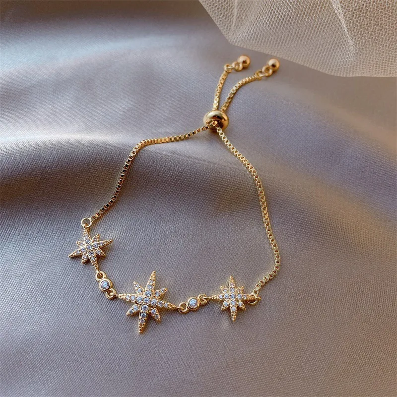 

Women's Hand Bracelets Mang Star Charm Plating Process Trend Fashion Temperament Simple Small Bracelets Lucky Star Jewelry Gift