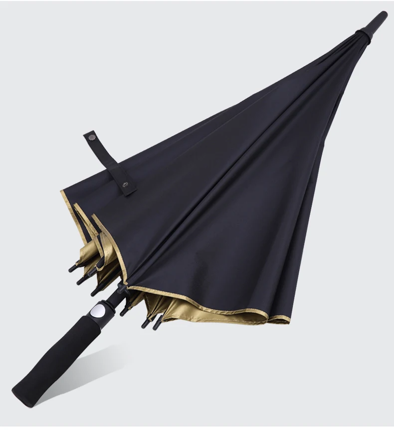 

Черный автоматический зонт с длинной ручкой, ветрозащитные зонты с защитой от УФ-лучей, пляжный зонт от солнца, аксессуары от дождя