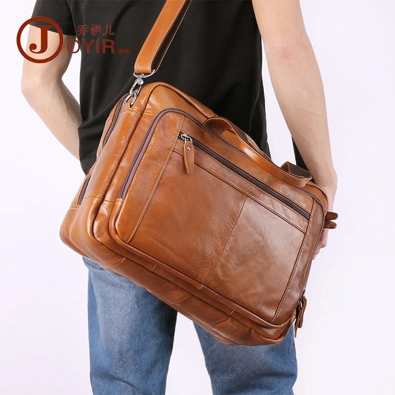 2020 Genuine Leather Male Messenger Bag For 15.6  Laptop Men s Crossbody Bags Large Business Shoulder Bag For Man Briefcase