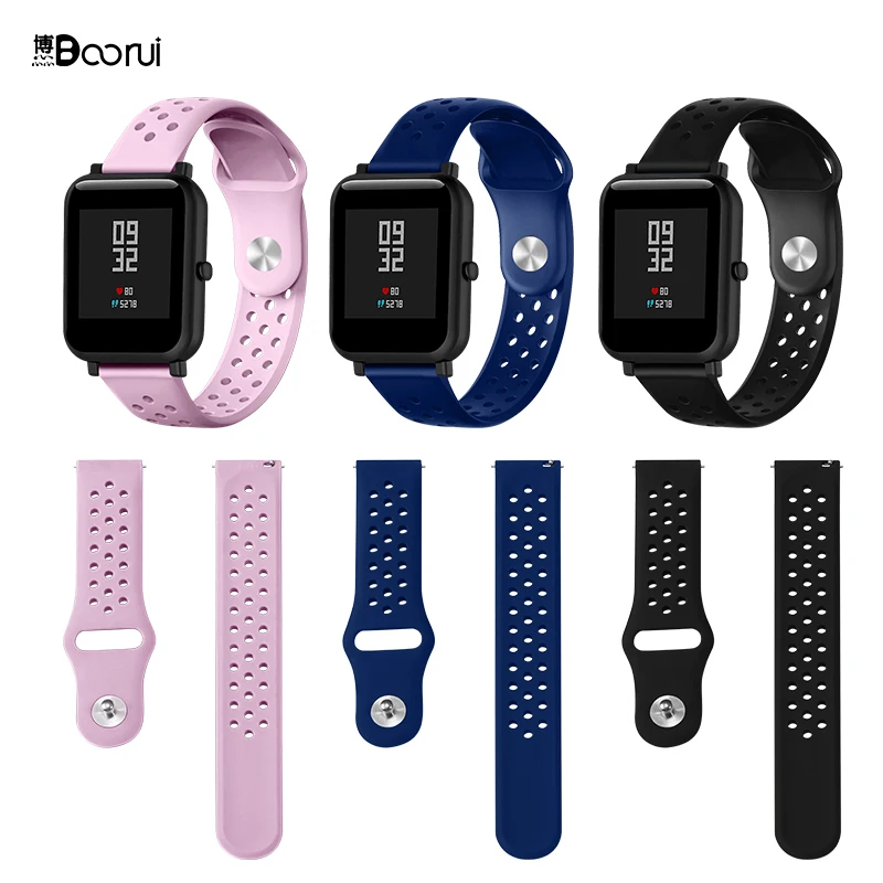 BOORUI 20 мм Amazfit ремешок Замена для Xiaomi Huami Amazfit Bip ремешок силиконовые умные часы полосы для Huami