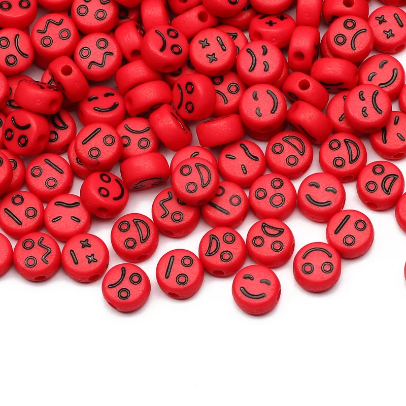 Красные смешанные эмотивы ранние плоские смайлики бусины-разделители для