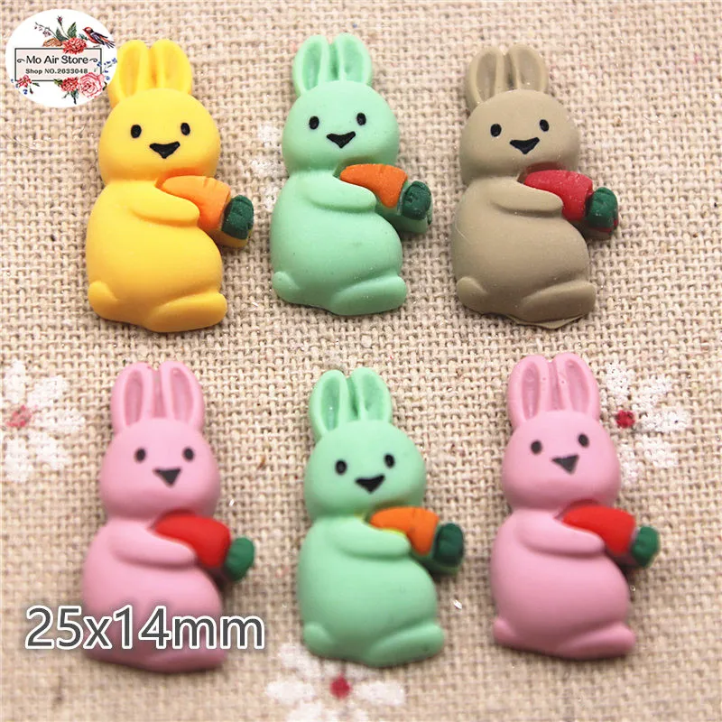 10 шт. милый мультяшный кролик из смолы разных цветов с плоской задней стороной