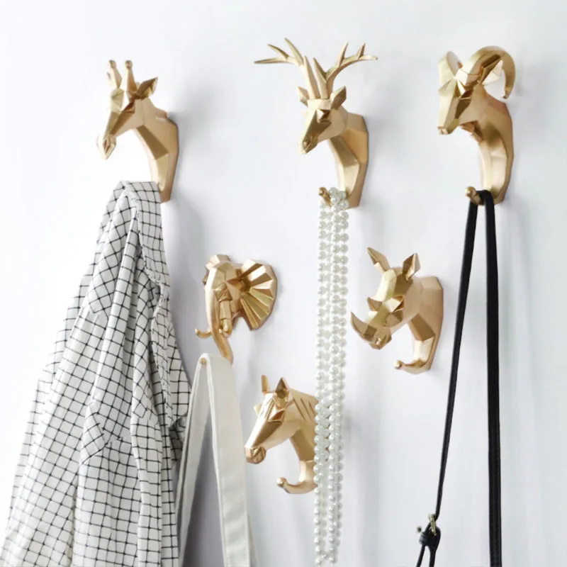 

Creative Resin Decorative Hook Deer Head Handicraft Wall Decor Coat Hook Key Holder Home Decor Room Organizers Storage Hanger