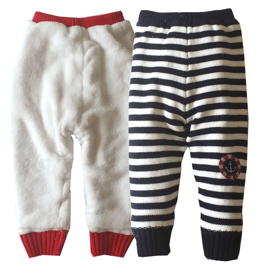 Теплые штаны детские зимние Хлопковые вязаные для малышей брюки новорожденных