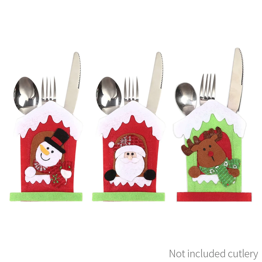 Набор ножей и вилок цветных чехлов для рождественских украшений столовых