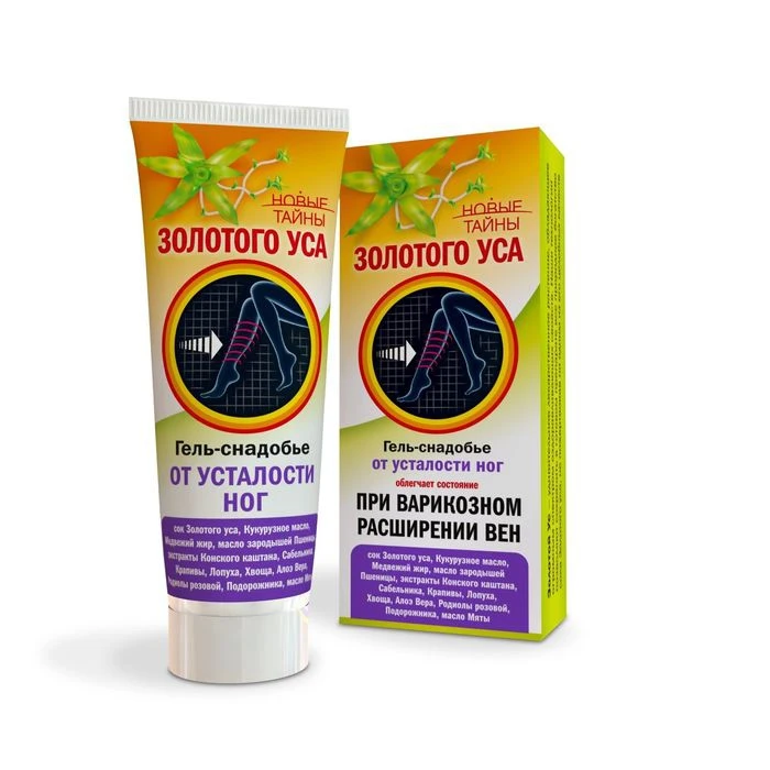 Гель-снадобье Новые тайны Золотого уса при тяжести в ногах и варикозном