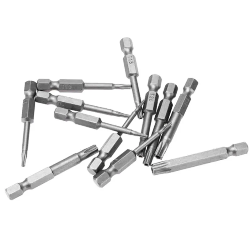 

12Pcs 50mm Magnetic Torx Head 1/4 Inch/6.25mm Hex Screwdriver Bits Set T5-T40 T