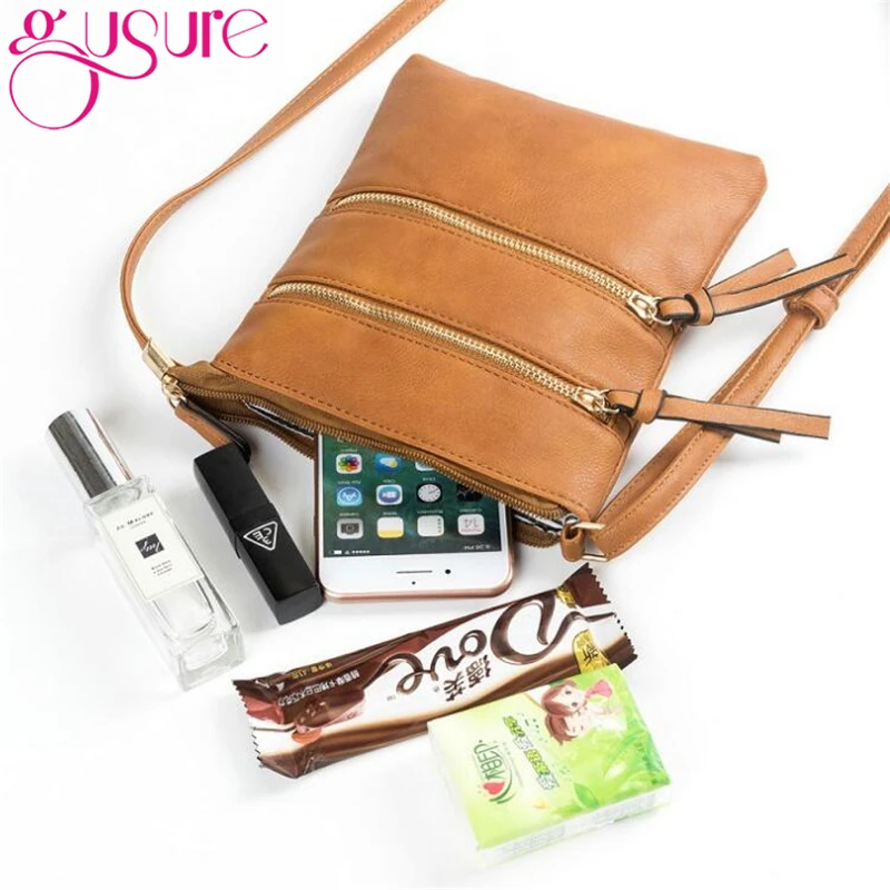 Повседневные однотонные женские сумки-мессенджеры Gusure на ремне маленький