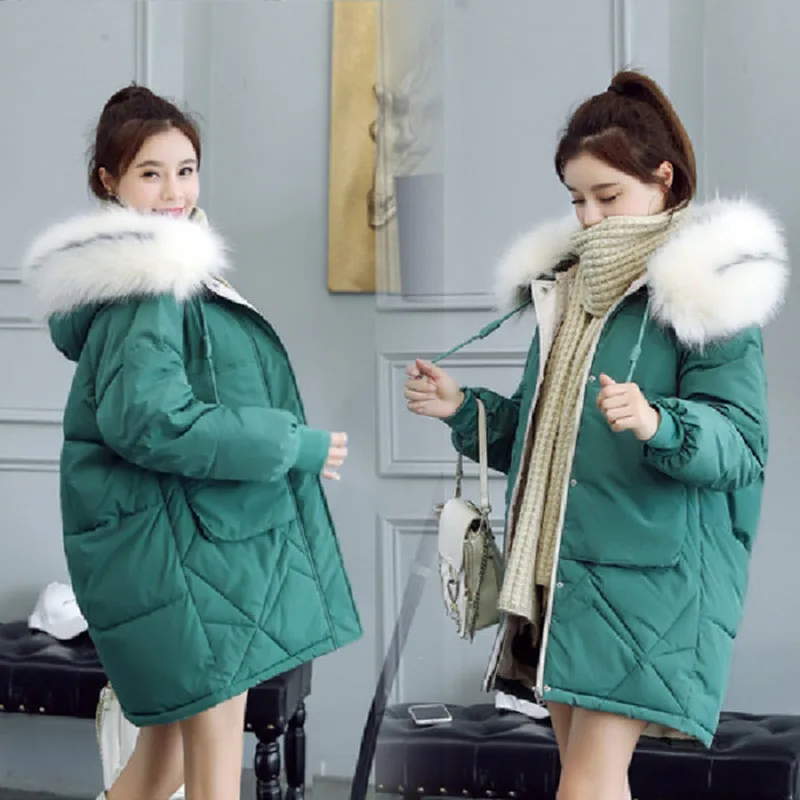 

New Winter Hooded Warm Down Coat Women Casual Long Down Jackets Ladies Thicken Cotton new Parka Women Outerwear Korean Coat
