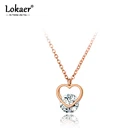 Женское колье-чокер Lokaer, простое ожерелье из титановой стали под розовое золото, колье с двойным любовным сердцем, подарок для женщин, N20056