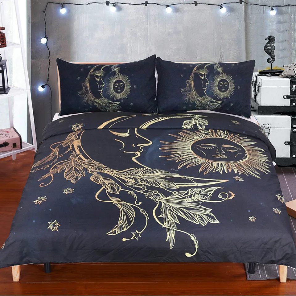 

Bohemian Mandala Sun Moon Bedding Set Bedroom Decor Boys Girls Gift Duvet Comforter Cover 2/3 Piece Bedspread with Pillowcase
