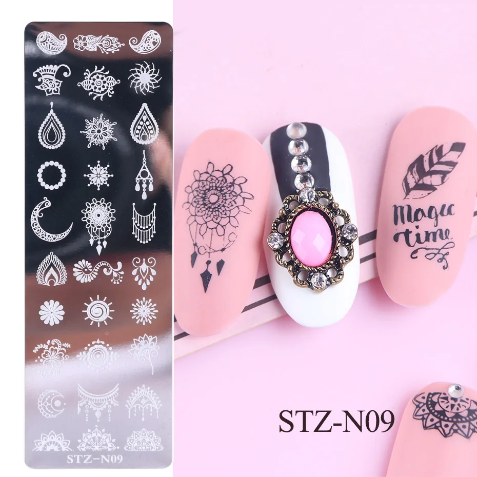 BeautyBigBang 6*12 см прямоугольные пластины для штамповки ногтей летние цветочные геометрические трафареты для дизайна ногтей