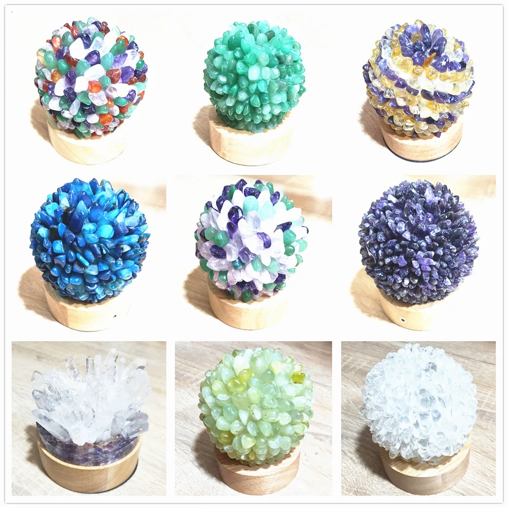 

10 см природная фотосфера лампа прозрачный хрустальный шар светильник-зеленый флюорит драгоценный камень Orb подсветильник свет для исцелен...