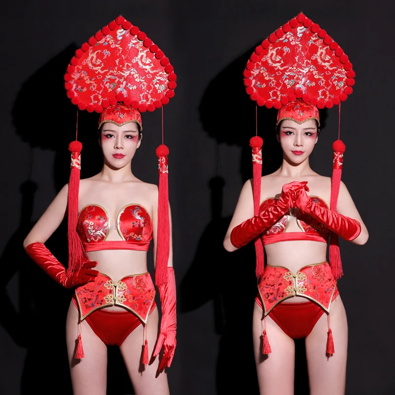 Новый праздничный наряд на весну Rave головной убор новогодний ночной клуб бикини