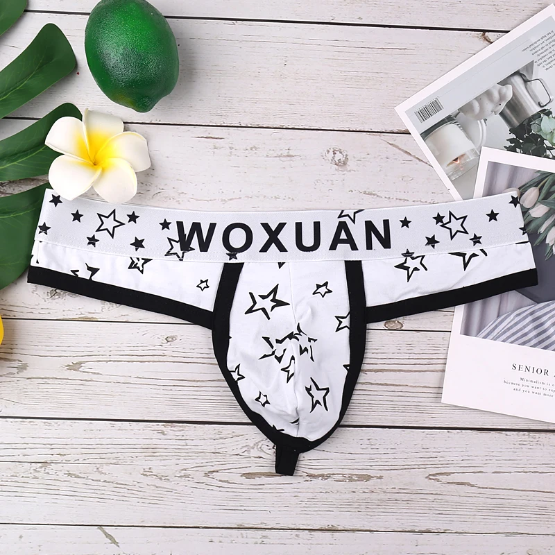 Sexy Mens Thong G String Printed Male Micro Thongs Jockstrap Penis Pouch Lingerie T-back Panties Cotton Underwear |