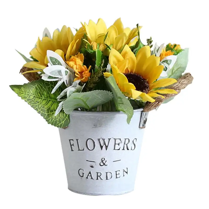 Горшечные растения желтые шелковые Подсолнухи искусственные цветы букет с