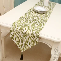 inyahome saga green leaf table runner holiday party supplies long table cloth used for dining decoration party dresser chrismas