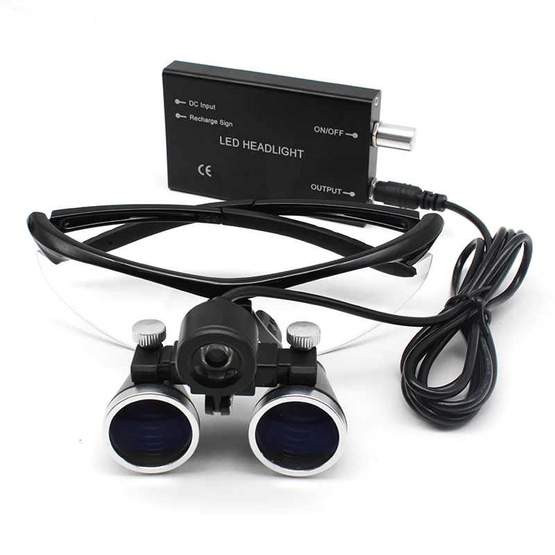2.5X/3.5X Magnification Binocular Dental Loupe Surgery Surgical Magnifier with Headlight LED Light Medical Operation Loupe Lamp