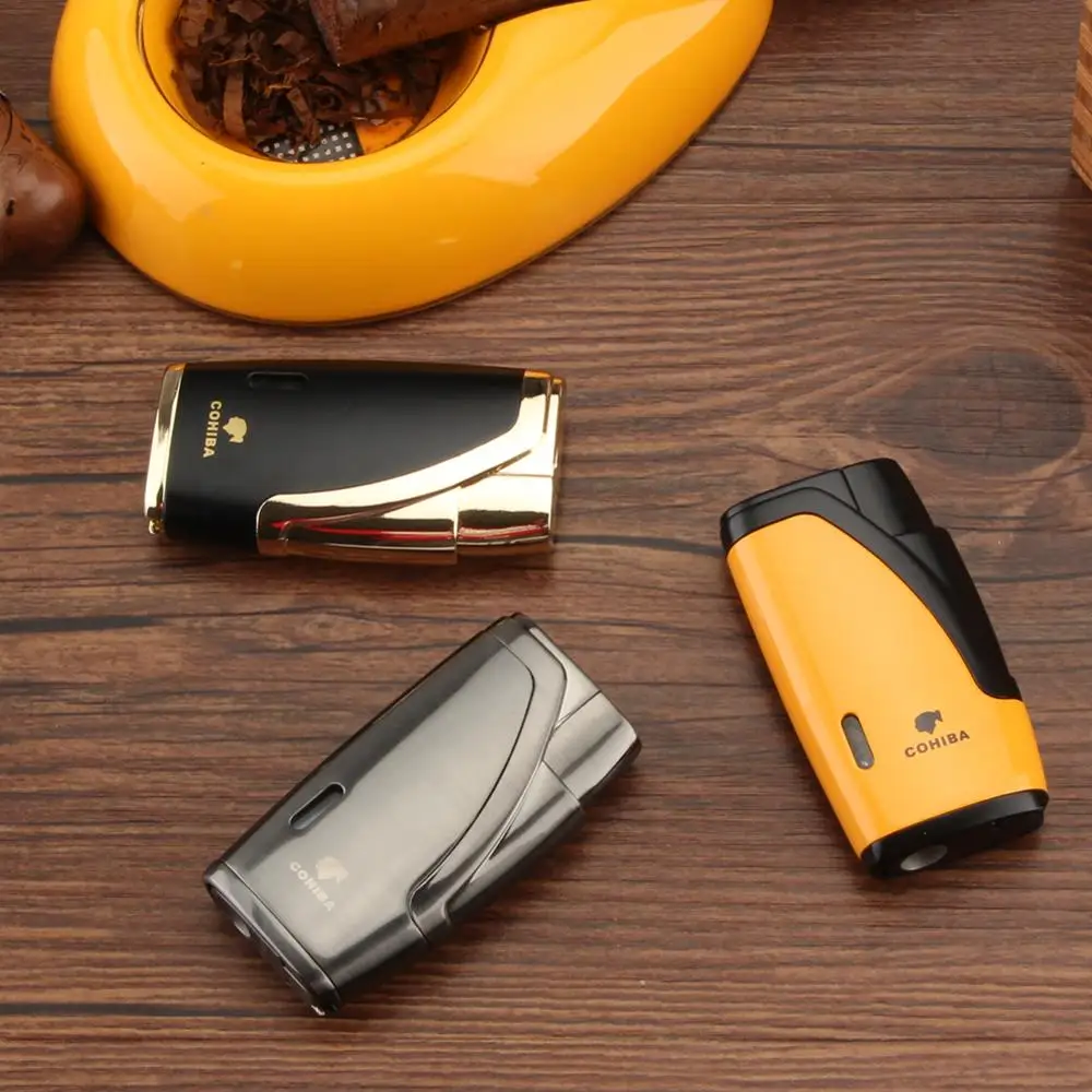 COHIBA металлическая зажигалка для сигар 2 фонарь Jet Flame Зажигалка сигарет