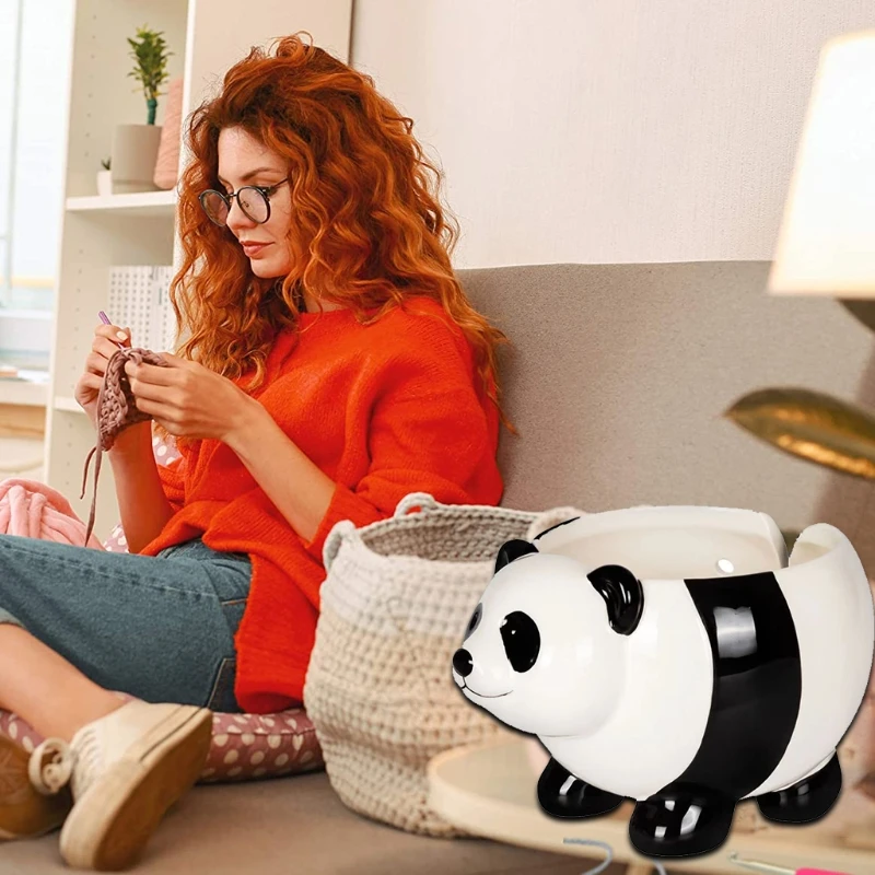 

Cute Panda Ceramic Yarn Bowl Knitting Yarns Ball Storage Holder for Needlecrafts Crocheting Home Desktop Decor