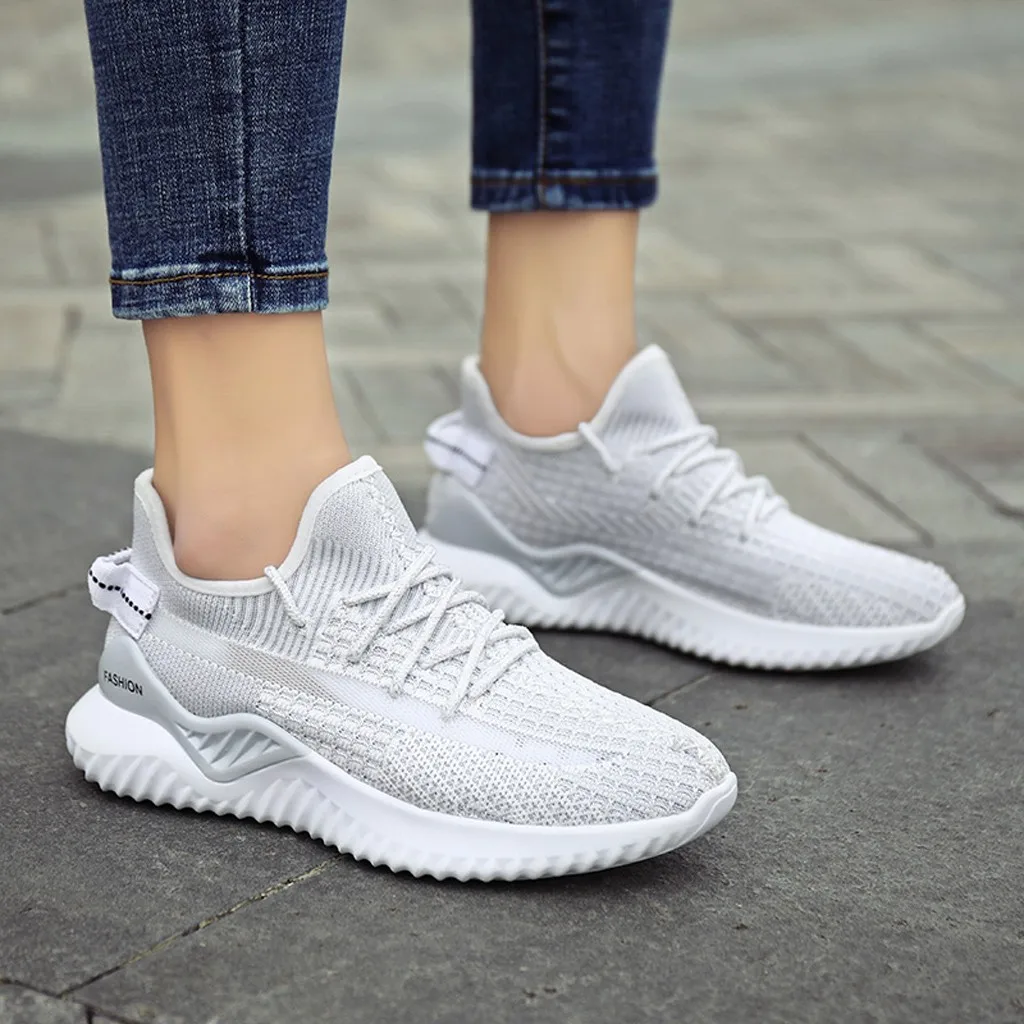 

Женские кроссовки для бега, летние дышащие белые кроссовки на вулканизированной подошве, спортивная обувь на шнуровке, розовые кроссовки, ...