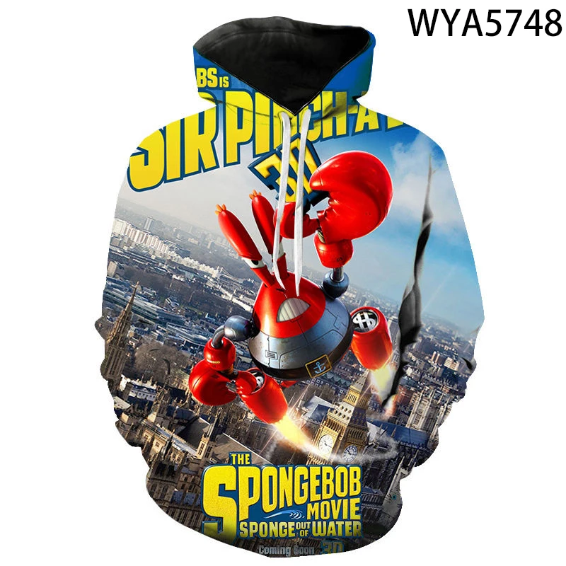

2021 new autumn cartoon animation sponge movie 3d printing hoodie boys and girls pullover fashion