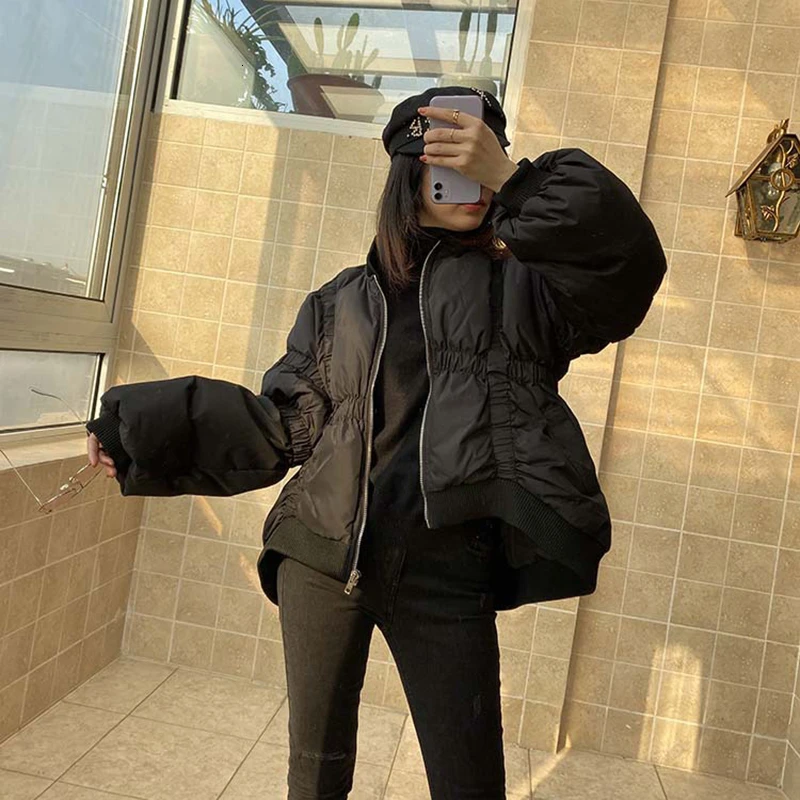 TWOTWINSTYLE повседневное женское хлопковое пальто с рюшами стоячий воротник фонарь