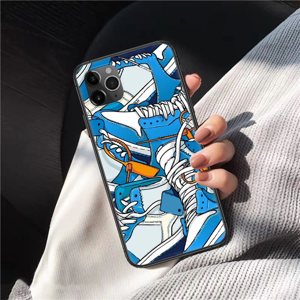 

Luxury Brand Sneakers Phone Case For Iphone 11 12 Mini PRO XR X XS MAX 6 6s 7 8 Plus 5 5s SE 2020 black Cover Tpu Waterproof