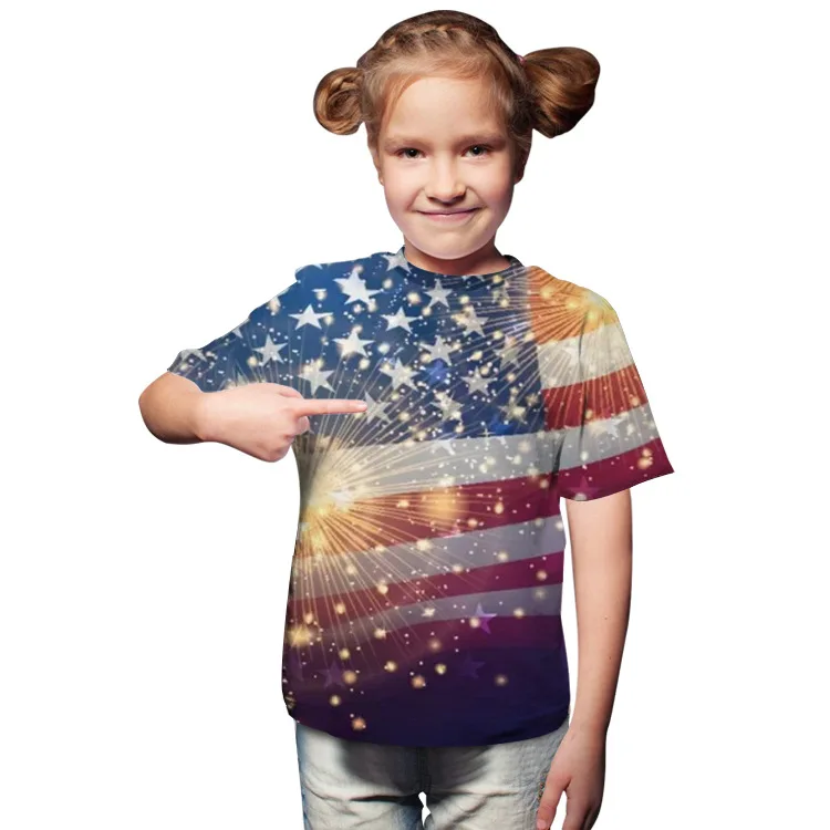 Футболка для мальчиков детская одежда Детская футболка лето День Независимости