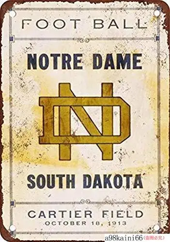 Жестяной знак новый алюминиевый металлический 1913 Нотр-Дам против Южной Дакоты 8x12
