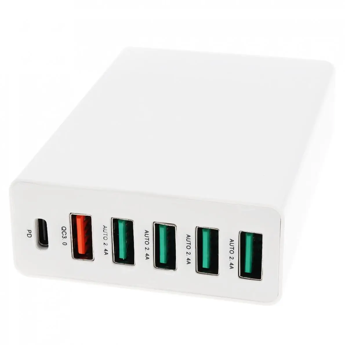 

White 60W USB Quick Charger QC3.0 Desktop Charging Station with 6-Port for Mobile Phone