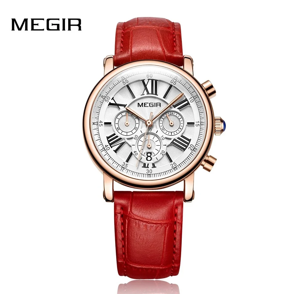 Часы наручные MEGIR женские кварцевые модные брендовые Роскошные спортивные для