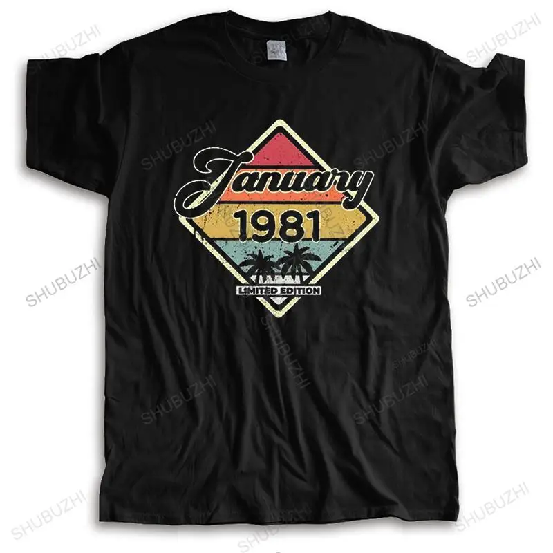 

Vintage 80s January 1981 Tshirt Men Short Sleeve Print T Shirt Urban 40th Birthday Gift Idea T-shirt 100% Cotton Tee Top Clothes