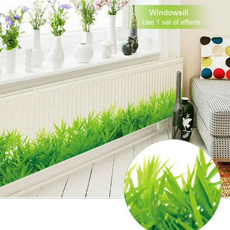 Растительная Съемная зеленая трава ПВХ настенные наклейки домашний декор