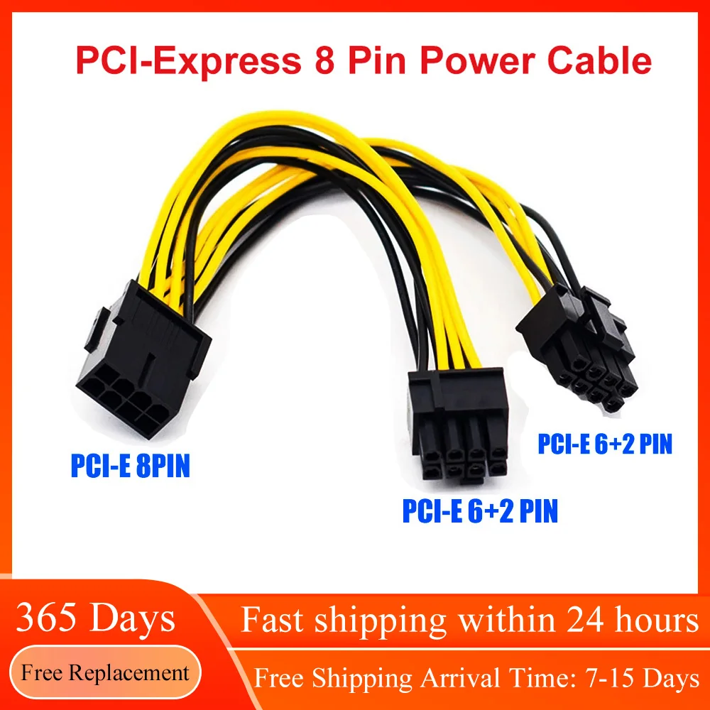 

PCIE 8-контактный двойной 6 + 2-контактный 8-контактный PCI-Express кабель питания материнская плата видеокарта PCI-E GPU Кабель питания сплиттер для май...