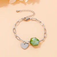 multicolor glass stone bracelet for women fashion stainless steel heart accessories party jewelry gift