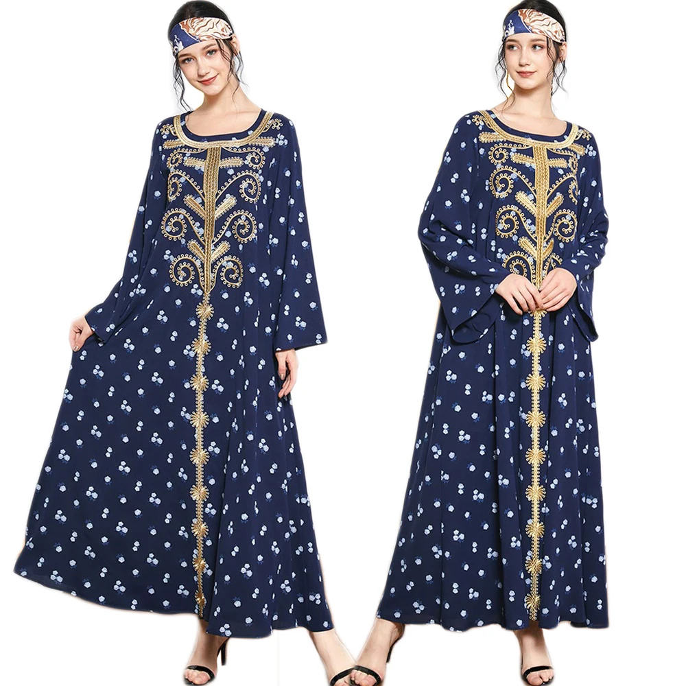 Женское макси платье с вышивкой в горошек|Мусульманская одежда| |